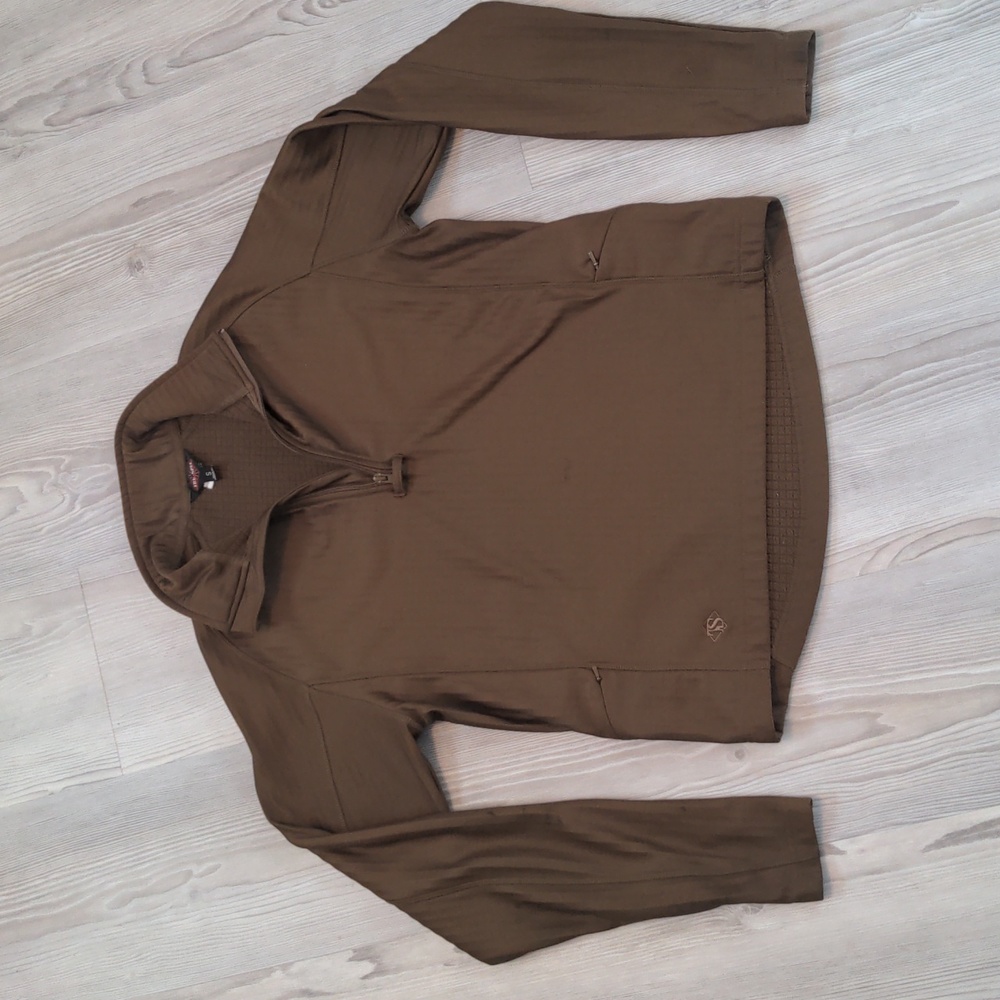 Tru Spec brown fleece waffle half zip pullover thick sweater